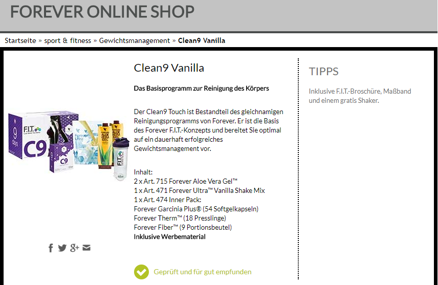 Clean9 im Online-Shop